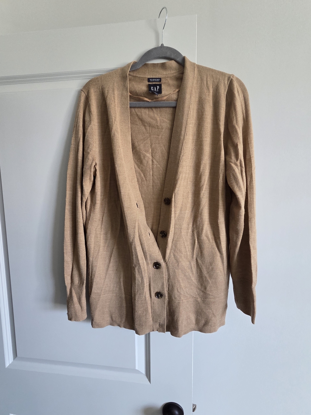 GAP Women's Camel Button-Up Lightweight Cardigan